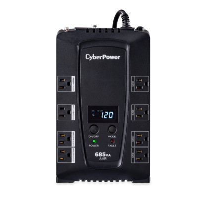 CyberPower CP685AVRLCD Compact UPS, UL Rated, Energy Star certified, 8× NEMA 5-15R
